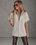 Hadley Short Sleeve Zip Knit Sweater