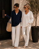 Half Zip Luxe Long Sleeve Knit Top with Thumbholes