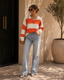 Harvest Stripe V-Neck Sweater