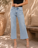 High Rise Ankle Wide Leg Jeans