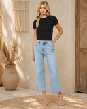 High Rise Ankle Wide Leg Jeans