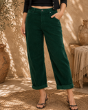 High Rise Crop Barrel Corduroy Pants