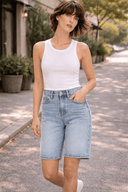 High Rise Denim Bermuda Jeans