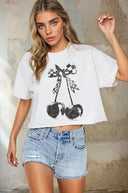 Checkered Bow Cherry Vintage Graphic Tee-Graphic Tees-Krush Kandy, Women's Online Fashion Boutique Located in Phoenix, Arizona (Scottsdale Area)