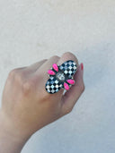 Checkered Stone Lovebug Ring-Crawler Rings-Rae Collective, Women's Online Fashion Boutique Located in Phoenix, Arizona (Scottsdale Area)