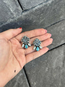 Cluster Checkered Earrings-Stud Earrings-Rae Collective, Women's Online Fashion Boutique Located in Phoenix, Arizona (Scottsdale Area)