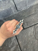 To The Point Checkered & Crystal Ring-Crawler Rings-Rae Collective, Women's Online Fashion Boutique Located in Phoenix, Arizona (Scottsdale Area)
