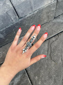 To The Point Checkered & Crystal Ring-Crawler Rings-Rae Collective, Women's Online Fashion Boutique Located in Phoenix, Arizona (Scottsdale Area)