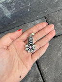 Checkered Blossom Stone Pendant-Pendant Necklaces-Rae Collective, Women's Online Fashion Boutique Located in Phoenix, Arizona (Scottsdale Area)