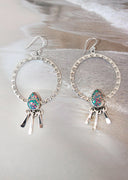 Sunny Stamped Stone Fringe Earrings PREORDER-Drop Earrings-Rae Collective, Women's Online Fashion Boutique Located in Phoenix, Arizona (Scottsdale Area)