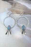 Sunny Stamped Stone Fringe Earrings PREORDER-Drop Earrings-Rae Collective, Women's Online Fashion Boutique Located in Phoenix, Arizona (Scottsdale Area)