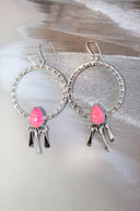 Sunny Stamped Stone Fringe Earrings PREORDER-Drop Earrings-Rae Collective, Women's Online Fashion Boutique Located in Phoenix, Arizona (Scottsdale Area)