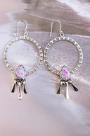 Sunny Stamped Stone Fringe Earrings PREORDER-Drop Earrings-Rae Collective, Women's Online Fashion Boutique Located in Phoenix, Arizona (Scottsdale Area)