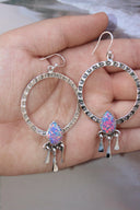 Sunny Stamped Stone Fringe Earrings PREORDER-Drop Earrings-Rae Collective, Women's Online Fashion Boutique Located in Phoenix, Arizona (Scottsdale Area)