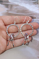 Sunny Stamped Stone Fringe Earrings PREORDER-Drop Earrings-Rae Collective, Women's Online Fashion Boutique Located in Phoenix, Arizona (Scottsdale Area)
