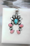 Delicate White Shell & Larimar Stone Horseshoe Pendant-Pendant Necklaces-Krush Kandy, Women's Online Fashion Boutique Located in Phoenix, Arizona (Scottsdale Area)