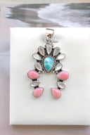 Delicate White Shell & Larimar Stone Horseshoe Pendant-Pendant Necklaces-Krush Kandy, Women's Online Fashion Boutique Located in Phoenix, Arizona (Scottsdale Area)