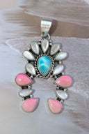 Delicate White Shell & Larimar Stone Horseshoe Pendant-Pendant Necklaces-Krush Kandy, Women's Online Fashion Boutique Located in Phoenix, Arizona (Scottsdale Area)