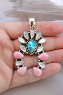 Delicate White Shell & Larimar Stone Horseshoe Pendant-Pendant Necklaces-Rae Collective, Women's Online Fashion Boutique Located in Phoenix, Arizona (Scottsdale Area)