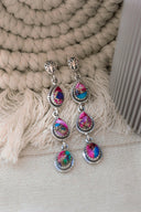 Sterling Silver Burst Stone Drop Earrings-Drop Earrings-Rae Collective, Women's Online Fashion Boutique Located in Phoenix, Arizona (Scottsdale Area)
