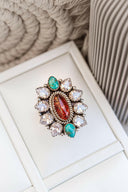 Ambers Turquoise & Crystal Stone Cluster Ring-Cluster Rings-Rae Collective, Women's Online Fashion Boutique Located in Phoenix, Arizona (Scottsdale Area)