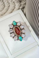 Ambers Turquoise & Crystal Stone Cluster Ring-Cluster Rings-Rae Collective, Women's Online Fashion Boutique Located in Phoenix, Arizona (Scottsdale Area)