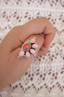Pink Conch & Stone Half Flower Ring-Cluster Rings-Rae Collective, Women's Online Fashion Boutique Located in Phoenix, Arizona (Scottsdale Area)