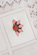Pink Conch & Stone Half Flower Ring-Cluster Rings-Rae Collective, Women's Online Fashion Boutique Located in Phoenix, Arizona (Scottsdale Area)