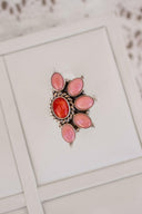 Pink Conch & Stone Half Flower Ring-Cluster Rings-Krush Kandy, Women's Online Fashion Boutique Located in Phoenix, Arizona (Scottsdale Area)