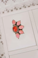 Pink Conch & Stone Half Flower Ring-Cluster Rings-Rae Collective, Women's Online Fashion Boutique Located in Phoenix, Arizona (Scottsdale Area)