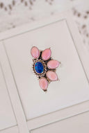 Pink Conch & Stone Half Flower Ring-Cluster Rings-Rae Collective, Women's Online Fashion Boutique Located in Phoenix, Arizona (Scottsdale Area)