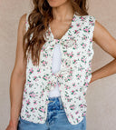 Picture Perfect Floral Bow Tie Vest-Vests-Rae Collective, Women's Online Fashion Boutique Located in Phoenix, Arizona (Scottsdale Area)