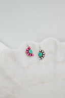 Half Opal Cluster Stone Earrings-Stud Earrings-Rae Collective, Women's Online Fashion Boutique Located in Phoenix, Arizona (Scottsdale Area)