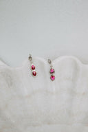 Mini Sterling Silver Burst Boho Double Stone Earrings-Drop Earrings-Krush Kandy, Women's Online Fashion Boutique Located in Phoenix, Arizona (Scottsdale Area)