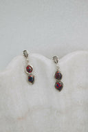 Mini Sterling Silver Burst Boho Double Stone Earrings-Drop Earrings-Rae Collective, Women's Online Fashion Boutique Located in Phoenix, Arizona (Scottsdale Area)
