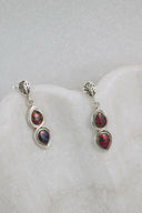 Mini Sterling Silver Burst Boho Double Stone Earrings-Drop Earrings-Rae Collective, Women's Online Fashion Boutique Located in Phoenix, Arizona (Scottsdale Area)