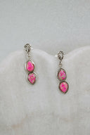 Mini Sterling Silver Burst Boho Double Stone Earrings-Drop Earrings-Rae Collective, Women's Online Fashion Boutique Located in Phoenix, Arizona (Scottsdale Area)