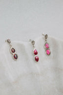 Mini Sterling Silver Burst Boho Double Stone Earrings-Drop Earrings-Rae Collective, Women's Online Fashion Boutique Located in Phoenix, Arizona (Scottsdale Area)