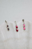 Mini Sterling Silver Burst Boho Double Stone Earrings-Drop Earrings-Rae Collective, Women's Online Fashion Boutique Located in Phoenix, Arizona (Scottsdale Area)