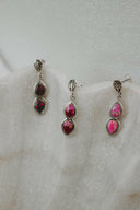 Mini Sterling Silver Burst Boho Double Stone Earrings-Drop Earrings-Rae Collective, Women's Online Fashion Boutique Located in Phoenix, Arizona (Scottsdale Area)