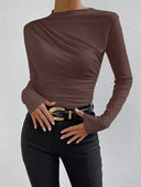 Set The Vibe Long Sleeve Ruched Top-Tops-Krush Kandy, Women's Online Fashion Boutique Located in Phoenix, Arizona (Scottsdale Area)