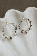 Flower Bed Sterling Silver Stone Hoop Earrings-Hoop Earrings-Rae Collective, Women's Online Fashion Boutique Located in Phoenix, Arizona (Scottsdale Area)