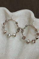 Flower Bed Sterling Silver Stone Hoop Earrings-Hoop Earrings-Rae Collective, Women's Online Fashion Boutique Located in Phoenix, Arizona (Scottsdale Area)