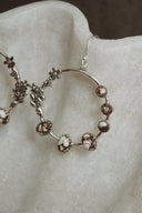 Flower Bed Sterling Silver Stone Hoop Earrings-Hoop Earrings-Krush Kandy, Women's Online Fashion Boutique Located in Phoenix, Arizona (Scottsdale Area)