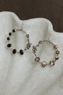 Flower Bed Sterling Silver Stone Hoop Earrings-Hoop Earrings-Rae Collective, Women's Online Fashion Boutique Located in Phoenix, Arizona (Scottsdale Area)