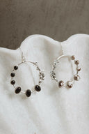 Flower Bed Sterling Silver Stone Hoop Earrings-Hoop Earrings-Rae Collective, Women's Online Fashion Boutique Located in Phoenix, Arizona (Scottsdale Area)