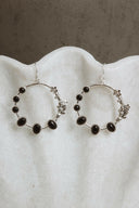 Flower Bed Sterling Silver Stone Hoop Earrings-Hoop Earrings-Rae Collective, Women's Online Fashion Boutique Located in Phoenix, Arizona (Scottsdale Area)