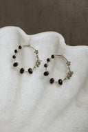 Flower Bed Sterling Silver Stone Hoop Earrings-Hoop Earrings-Rae Collective, Women's Online Fashion Boutique Located in Phoenix, Arizona (Scottsdale Area)