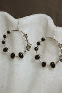 Flower Bed Sterling Silver Stone Hoop Earrings-Hoop Earrings-Rae Collective, Women's Online Fashion Boutique Located in Phoenix, Arizona (Scottsdale Area)