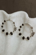 Flower Bed Sterling Silver Stone Hoop Earrings-Hoop Earrings-Rae Collective, Women's Online Fashion Boutique Located in Phoenix, Arizona (Scottsdale Area)